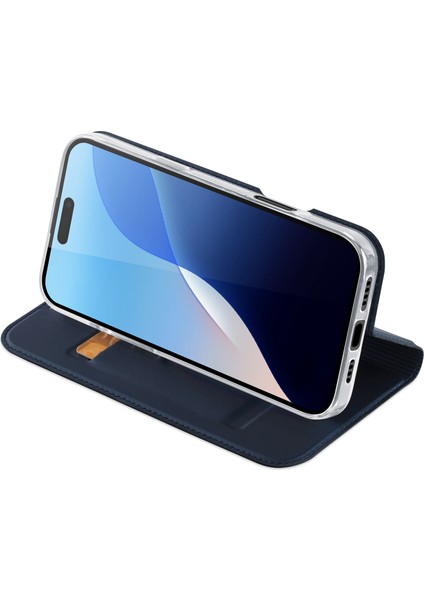 iPhone 16 Pro Kart Tutucu Pu Deri Kapaklı Telefon Kapağı (Yurt Dışından)