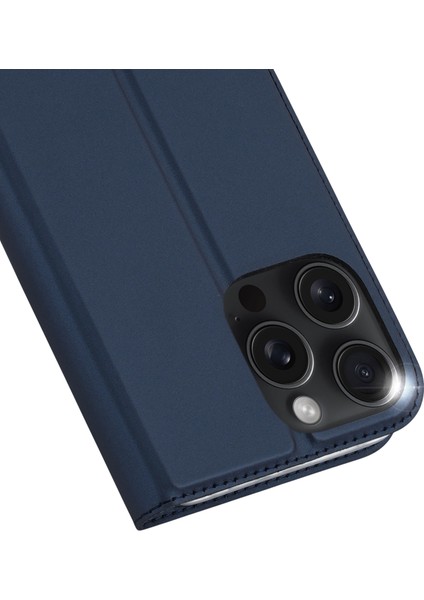 iPhone 16 Pro Kart Tutucu Pu Deri Kapaklı Telefon Kapağı (Yurt Dışından)