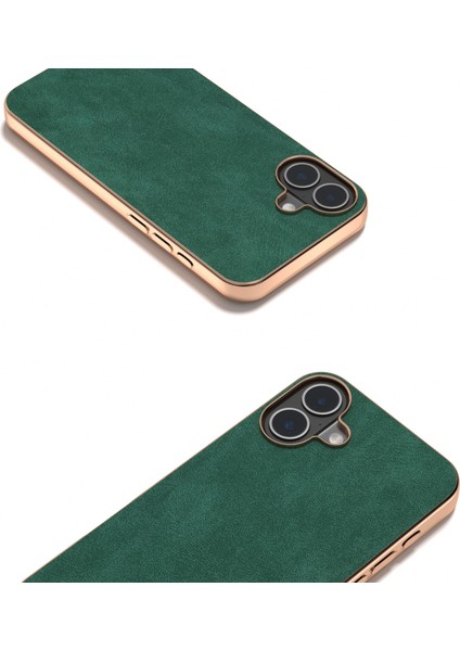 iPhone 16 Elektro Kaplama Pc Deri Darbeye Dayanıklı Arka Kapak (Yurt Dışından)