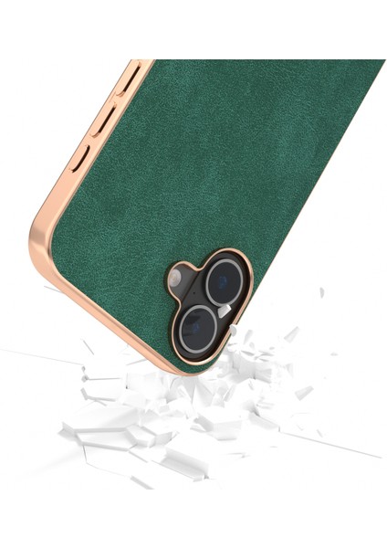 iPhone 16 Elektro Kaplama Pc Deri Darbeye Dayanıklı Arka Kapak (Yurt Dışından)