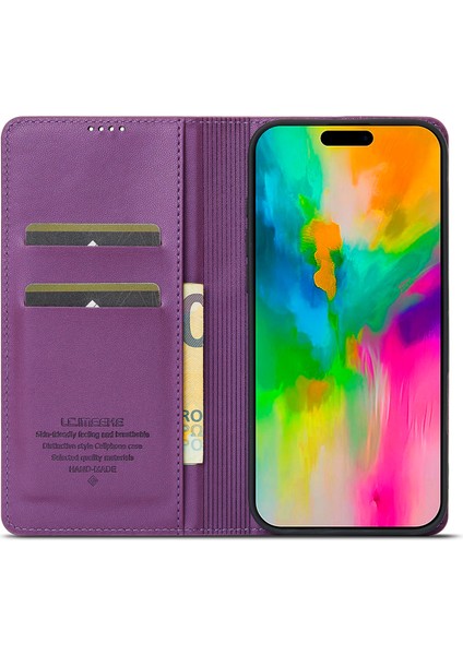 iPhone 16 Pro Pu Deri Cüzdan Standı Koruyucu Telefon Kapağı (Yurt Dışından)