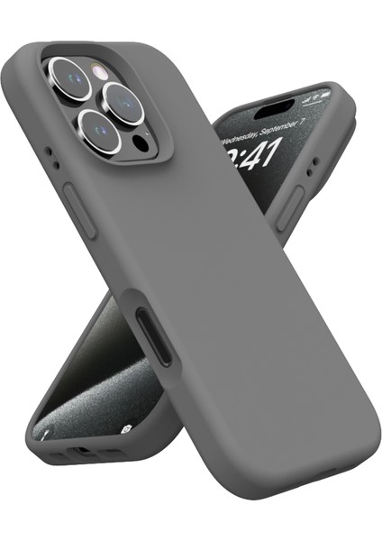iPhone 16 Pro Max Ince Darbeye Dayanıklı Pc+Sıvı Silikon Telefon Kapağı (Yurt Dışından)