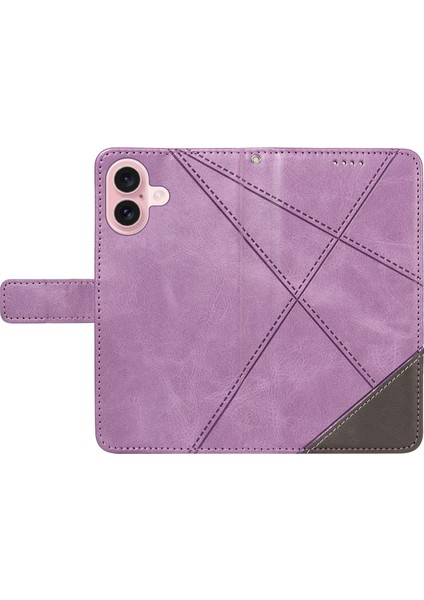 iPhone 16 Pu Deri Koruyucu Geometrik Çizgi Telefon Kılıfı Bilek Kayışı (Yurt Dışından) indirimleri