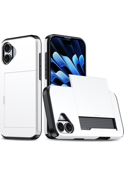 iPhone 16 Çift Katmanlı Tpu + Sürgülü Kart Yuvalı Pc Telefon Kapağı (Yurt Dışından)