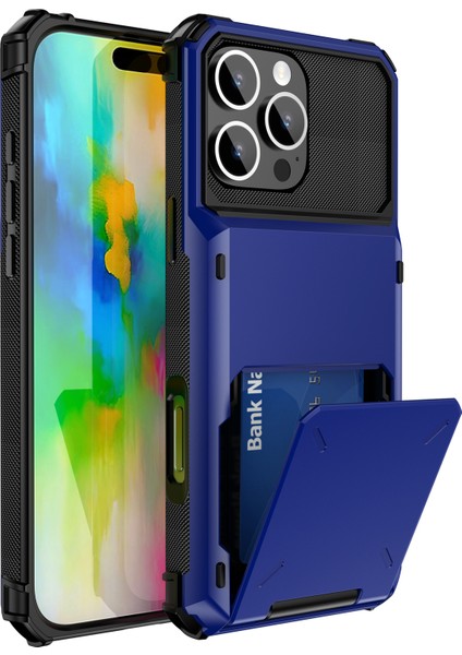 iPhone 16 Pro Pc+Tpu Çift Katmanlı Arka Kılıf, Kart Tutuculu (Yurt Dışından)