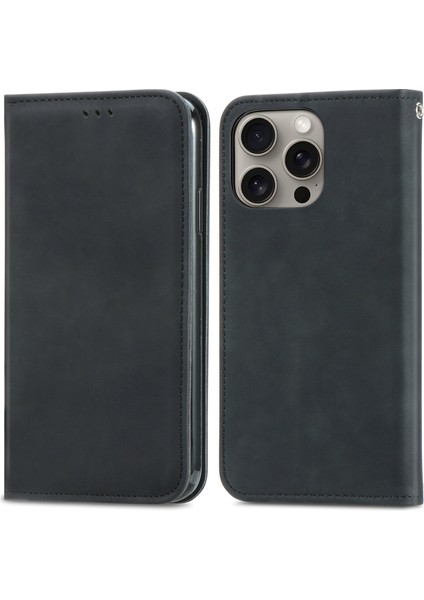 iPhone 16 Pro Max Cilt Dokunma Duygusu Deri Cüzdan Telefon Kılıfı (Yurt Dışından)