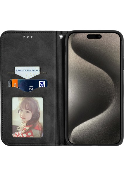 iPhone 16 Pro Max Cilt Dokunma Duygusu Deri Cüzdan Telefon Kılıfı (Yurt Dışından) fiyatları