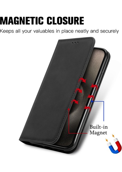 iPhone 16 Pro Max Cilt Dokunma Duygusu Deri Cüzdan Telefon Kılıfı (Yurt Dışından) fırsatları