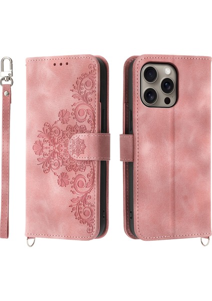 iPhone 16 Pro Max Deri Çoklu Kart Yuvaları 2 Askılı Telefon Kılıfı (Yurt Dışından)