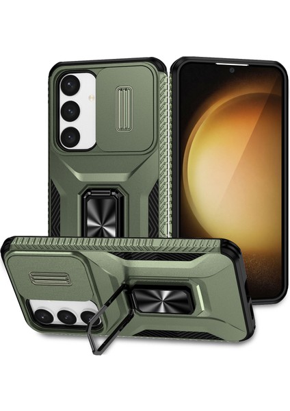 Samsung Galaxy S25 Plus / S24 Plus Cam Kalkanı Kickstand Tpu+Pc Kaymaz Telefon Kapağı (Yurt Dışından)