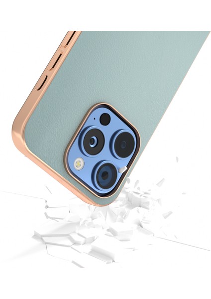 iPhone 16 Pro Max Elektro Kaplama Kenar Pu Deri Kaplamalı Tpu+Pc Telefon Kapağı (Yurt Dışından)