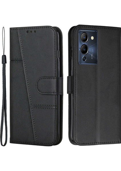 Infinix Note 12 G96 4g Dikiş Pu Deri Deri Cüzdan Folio Flip Telefon Kılıfı Katlanabilir Stand Şok Geçirmez Cüzdan Kapağı Kayışlı (Yurt Dışından)
