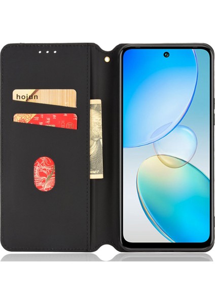 Infinix Hot 12 4g X6817 Pu Deri Deri Flip Cüzdan Kılıfı Stand Özellik Manyetik Otomatik Kapanış Kapağı (Yurt Dışından)
