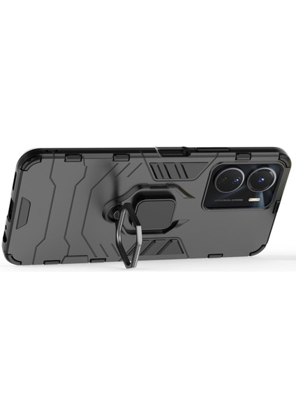 Vivo Y16 4g Sonbahar Önleyici Telefon Kılıfı, Yüzük Tutucu Kickstand Hibrid Sert Pc Yumuşak Tpu Koruyucu Telefon Kapağı (Yurt Dışından)