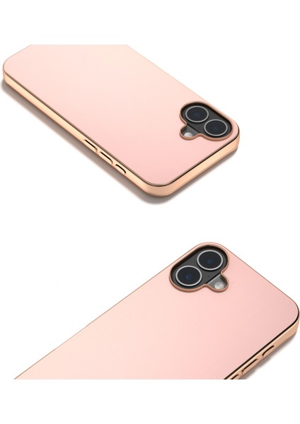 iPhone 16 Elektro Kaplama Kenar Pu Deri Kaplamalı Tpu+Pc Telefon Kapağı (Yurt Dışından) fiyatları