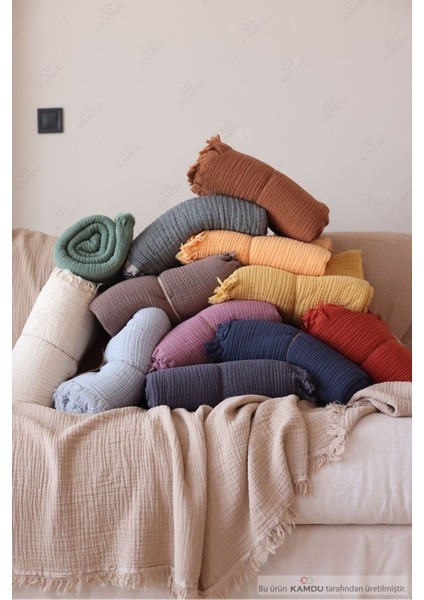 200 x 220 cm Lüks Müslin Yatak Örtüsü, Pamuk Yatak Örtüsü, Çift Kişilik Yatak Örtüsü