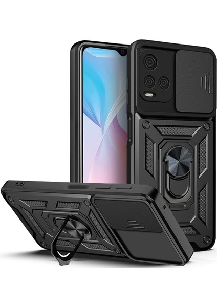 Vivo Y21S Telefon Kılıfı Için Kamera Slayt Kapak Pc + Tpu Anti-Düşme Hibrid Koruyucu Kabuk (Yurt Dışından)