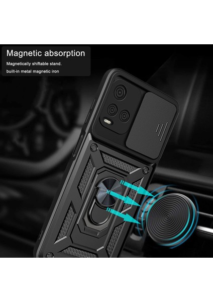 Vivo Y21S Telefon Kılıfı Için Kamera Slayt Kapak Pc + Tpu Anti-Düşme Hibrid Koruyucu Kabuk (Yurt Dışından) modelleri