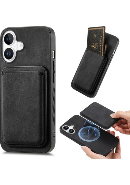 Çıkarılabilir Kart Yuvalı iPhone 16 Deri+Tpu Retro Telefon Kılıfı (Yurt Dışından)