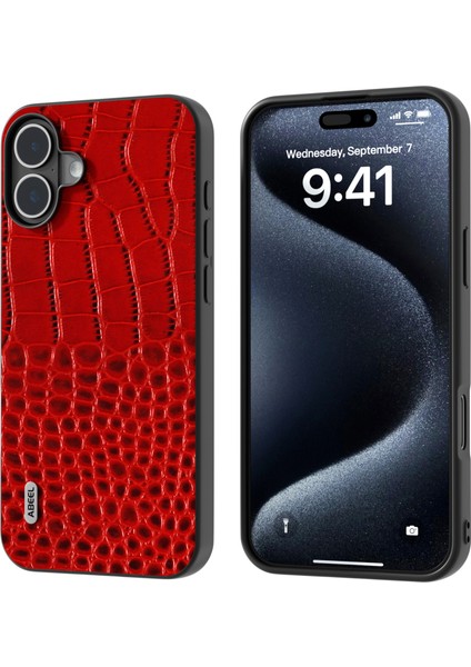 iPhone 16 Plus Timsah Dokulu Hakiki Inek Derisi Arka Telefon Kapağı (Yurt Dışından)