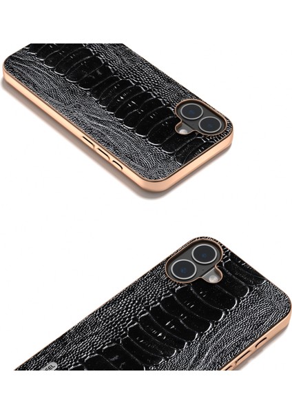 iPhone 16 Plus Galvanik Kenar Timsah Dokusu Hakiki Inek Derisi+Tpu+Pc Telefon Kapağı (Yurt Dışından) fiyatları