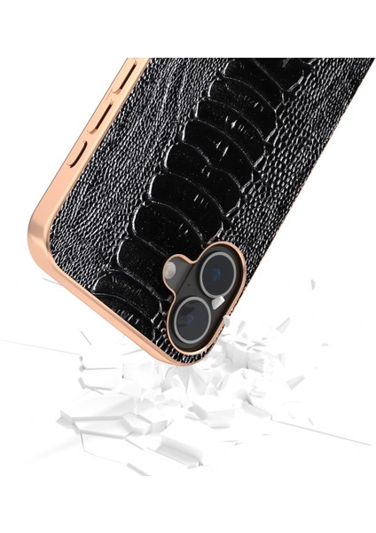 iPhone 16 Plus Galvanik Kenar Timsah Dokusu Hakiki Inek Derisi+Tpu+Pc Telefon Kapağı (Yurt Dışından) fırsatları