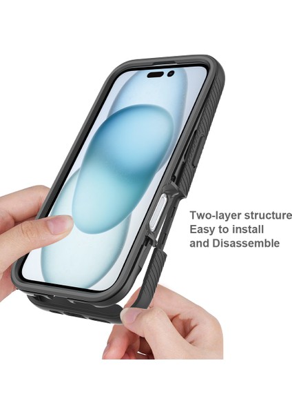 iPhone 16 Pc+Tpu Şeffaf Telefon Kapağı (Yurt Dışından)