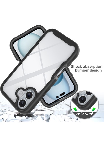 iPhone 16 Pc+Tpu Şeffaf Telefon Kapağı (Yurt Dışından)
