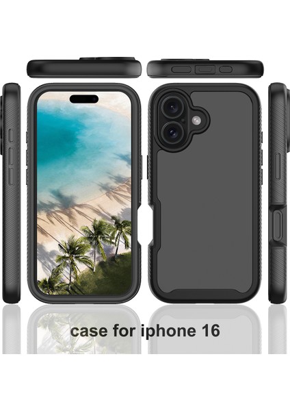 iPhone 16 Pc+Tpu Şeffaf Telefon Kapağı (Yurt Dışından)