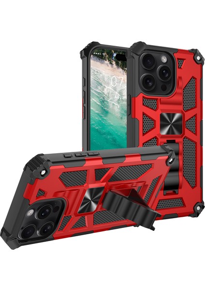 iPhone 16 Pro Max Kickstand Düşmeye Pc + Tpu Arka Kapak (Yurt Dışından)