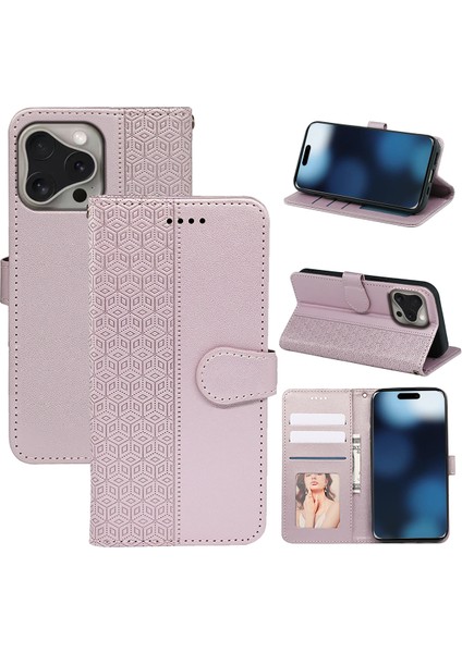 iPhone 16 Pro Flip Cüzdan Deri Telefon Kılıfı (Yurt Dışından)