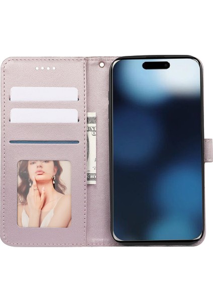 iPhone 16 Pro Flip Cüzdan Deri Telefon Kılıfı (Yurt Dışından)