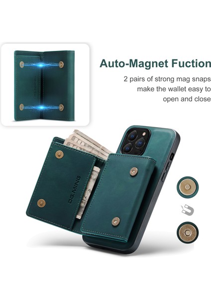 iPhone 16 Pro Max Çıkarılabilir Cüzdanlı Kickstand Pu Telefon Kılıfı (Yurt Dışından)
