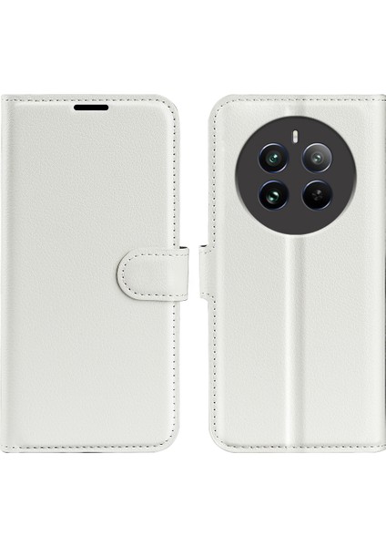Realme 12/12 Plus 5g Kılıf Litchi Doku Pu Deri Folyo Flip Cüzdan Telefon Kapağı (Yurt Dışından)