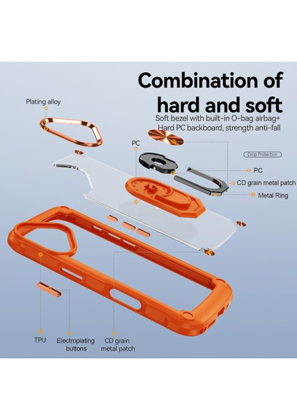 iPhone 16 Alaşım Lens Çerçevesi Pc + Tpu Kickstand Telefon Arka Kapağı (Yurt Dışından) fırsatları