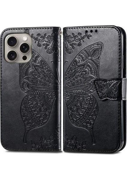 iPhone 16 Pro Max Pu Deri Cüzdan Telefon Kılıfı (Yurt Dışından)