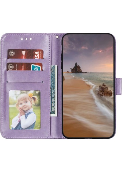 iPhone 16 Pro Dantel Çiçekler Pu Deri Cüzdan Telefon Kılıfı (Yurt Dışından)
