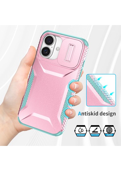 iPhone 16 Plus Tpu+Pc Slayt Lens Korumalı Telefon Kapağı (Yurt Dışından)