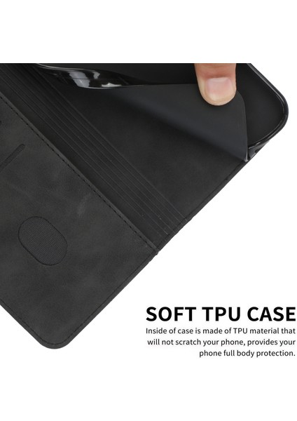 iPhone 16 Pro Max Telefon Standı Kılıfı Manyetik Kapatma Pu Deri Kapak (Yurt Dışından)