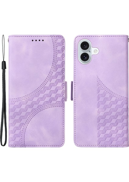 iPhone 16 Plus Eşkenar Dörtgen Yıldızlı Pu Deri Koruyucu Telefon Kılıfı (Yurt Dışından)