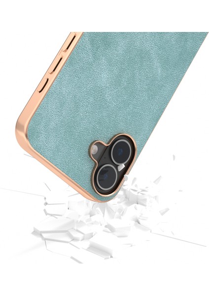 iPhone 16 Plus Elektro Kaplama Pc Deri Darbeye Dayanıklı Arka Kapak (Yurt Dışından)