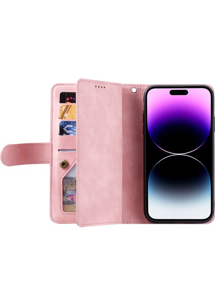 iPhone 16 Pro Max Fermuarlı Cep Pu Deri Telefon Kılıfı (Yurt Dışından)