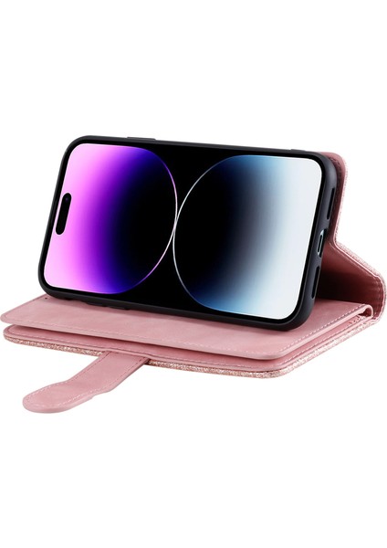 iPhone 16 Pro Max Fermuarlı Cep Pu Deri Telefon Kılıfı (Yurt Dışından)