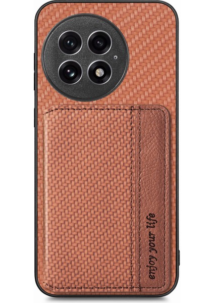 Oneplus 13 Rfıd Engelleme Karbon Fiber Deri Telefon Arka Kapak ile Kart Tutucu (Yurt Dışından)