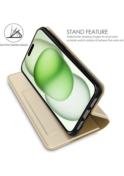 iPhone 16 Pu Deri Güçlü Manyetik Kapatma Telefon Kapağı (Yurt Dışından)