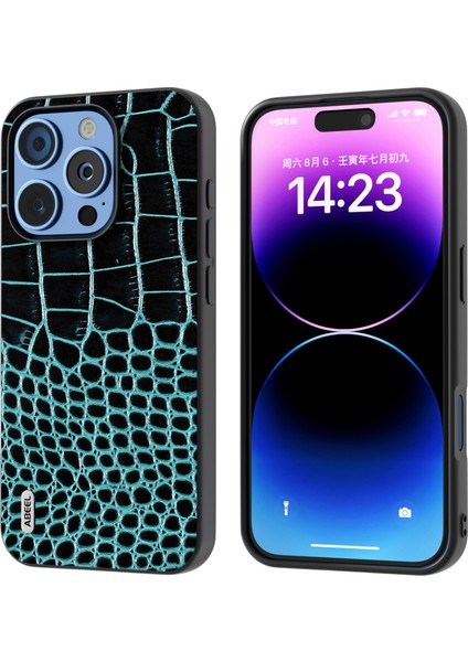 iPhone 16 Pro Max Hakiki Inek Derisi Arka Telefon Kapağı Timsah Dokusu (Yurt Dışından)