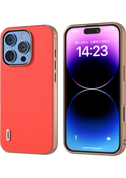 iPhone 16 Pro Elektro Kaplama Kenar Hakiki Inek Deri Kaplamalı Pc+Tpu Telefon Kapağı (Yurt Dışından)