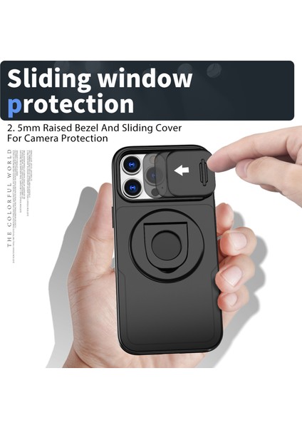 iPhone 16 Pro Max Manyetik Kickstand Slayt Lens Kapağı Tpu+Pc Telefon Kabuğu (Yurt Dışından)