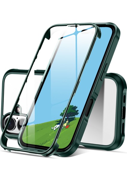 iPhone 16 Çift Taraflı Temperli Cam+Silikon+Tpu Tam Korumalı Telefon Kılıfı (Yurt Dışından)