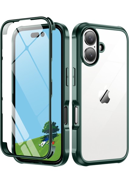 iPhone 16 Çift Taraflı Temperli Cam+Silikon+Tpu Tam Korumalı Telefon Kılıfı (Yurt Dışından) modelleri